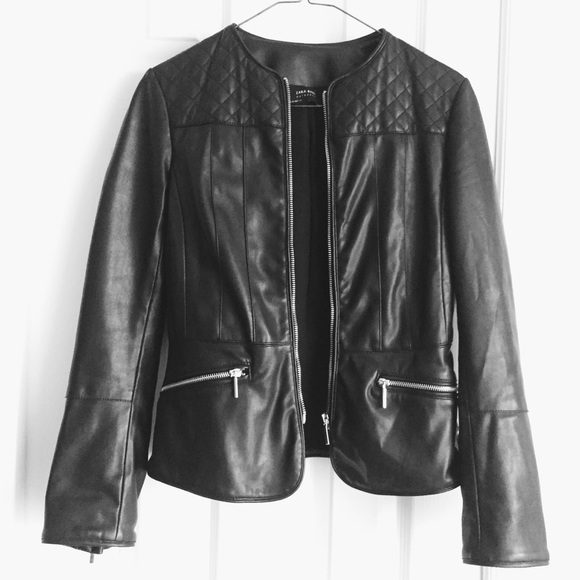 Zara Black Faux Leather Jacket Size XS - Picture 1 of 5